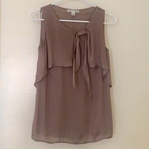 Banana Republic silky taupe top with bow